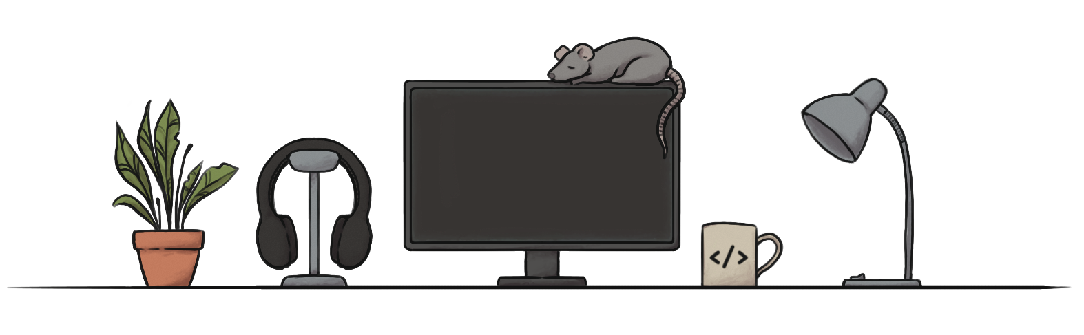 Handdrawn image of desk